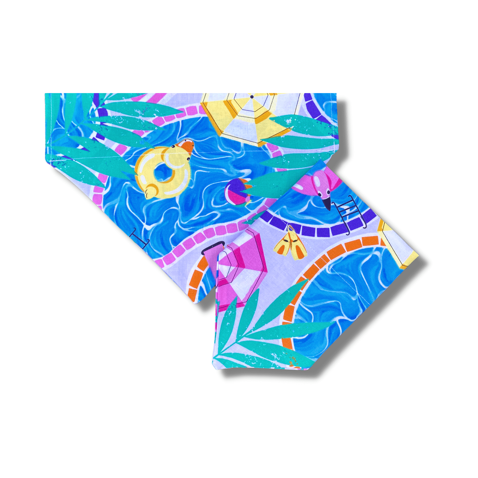 reversible pool summer themed handamde dog bandana, let's pawty