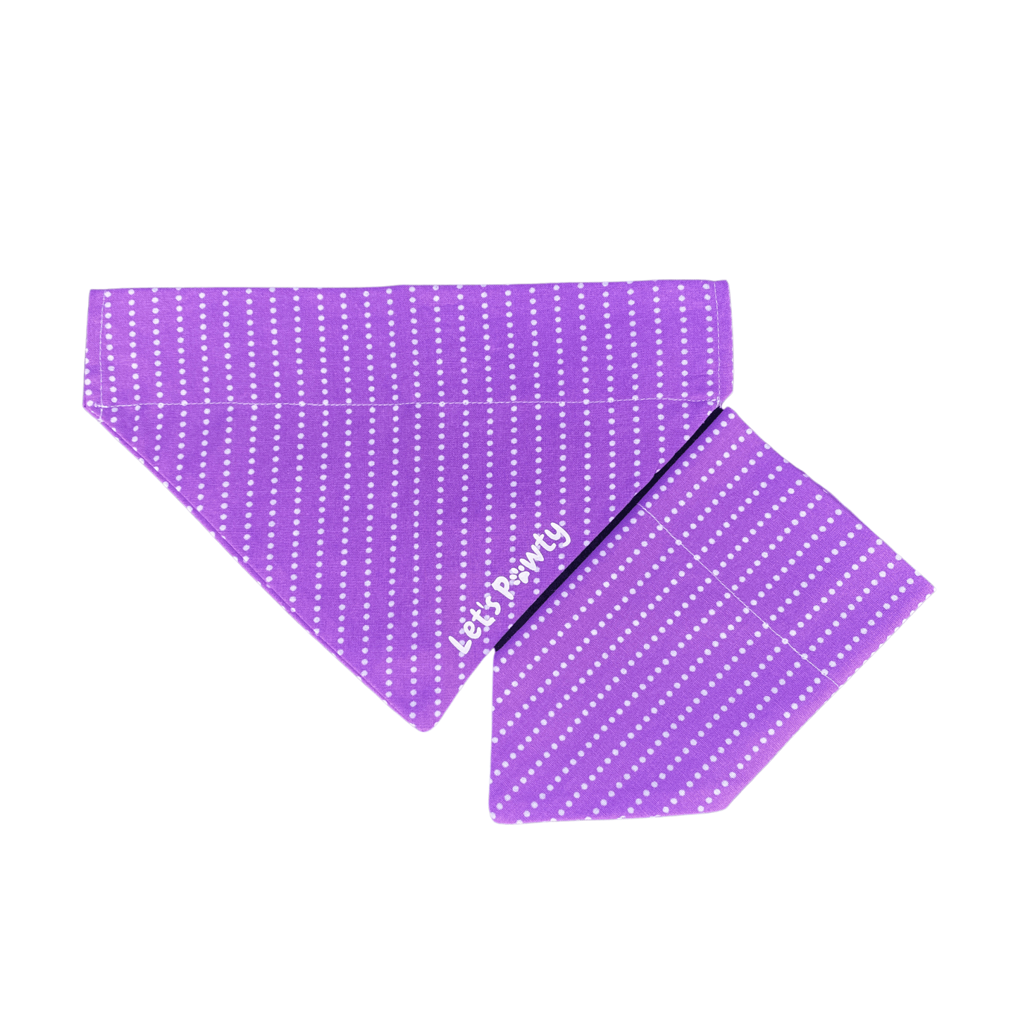 Reversible dog bandana, slips over your dog's collar, Let's Pawty