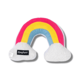 Rainbow themed plush and squeaky dog toy, let's pawty