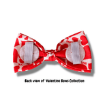 Valentine themed dog bow fashion accessory, black with red hearts