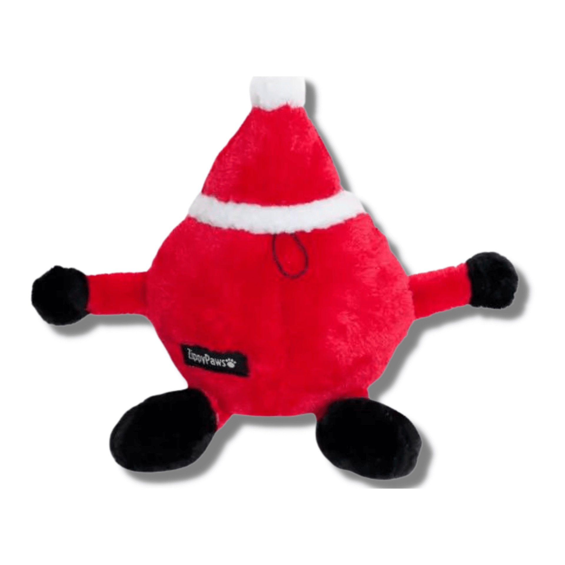 Christmas themed Santa plush dog toy,