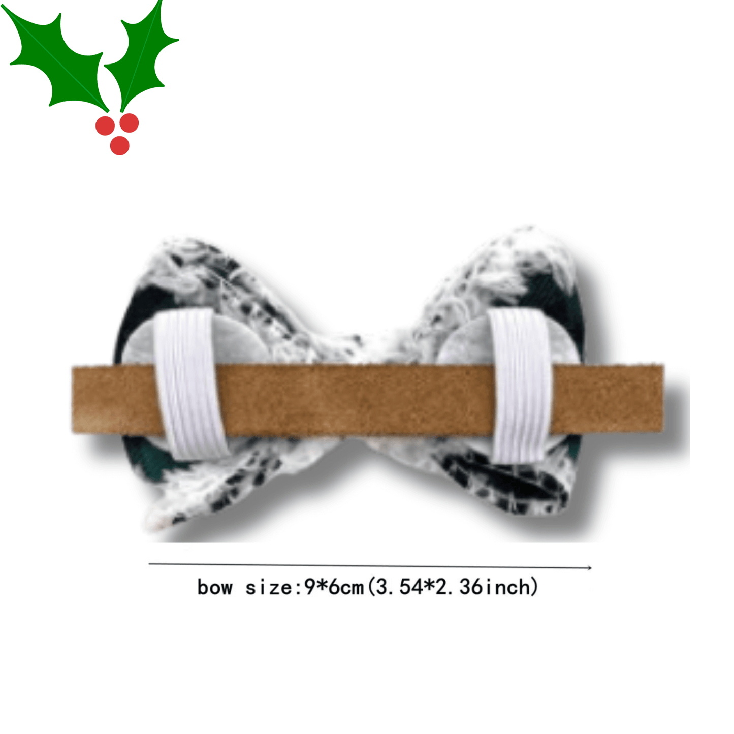 Dog bow accessory christmas themed material let's pawty