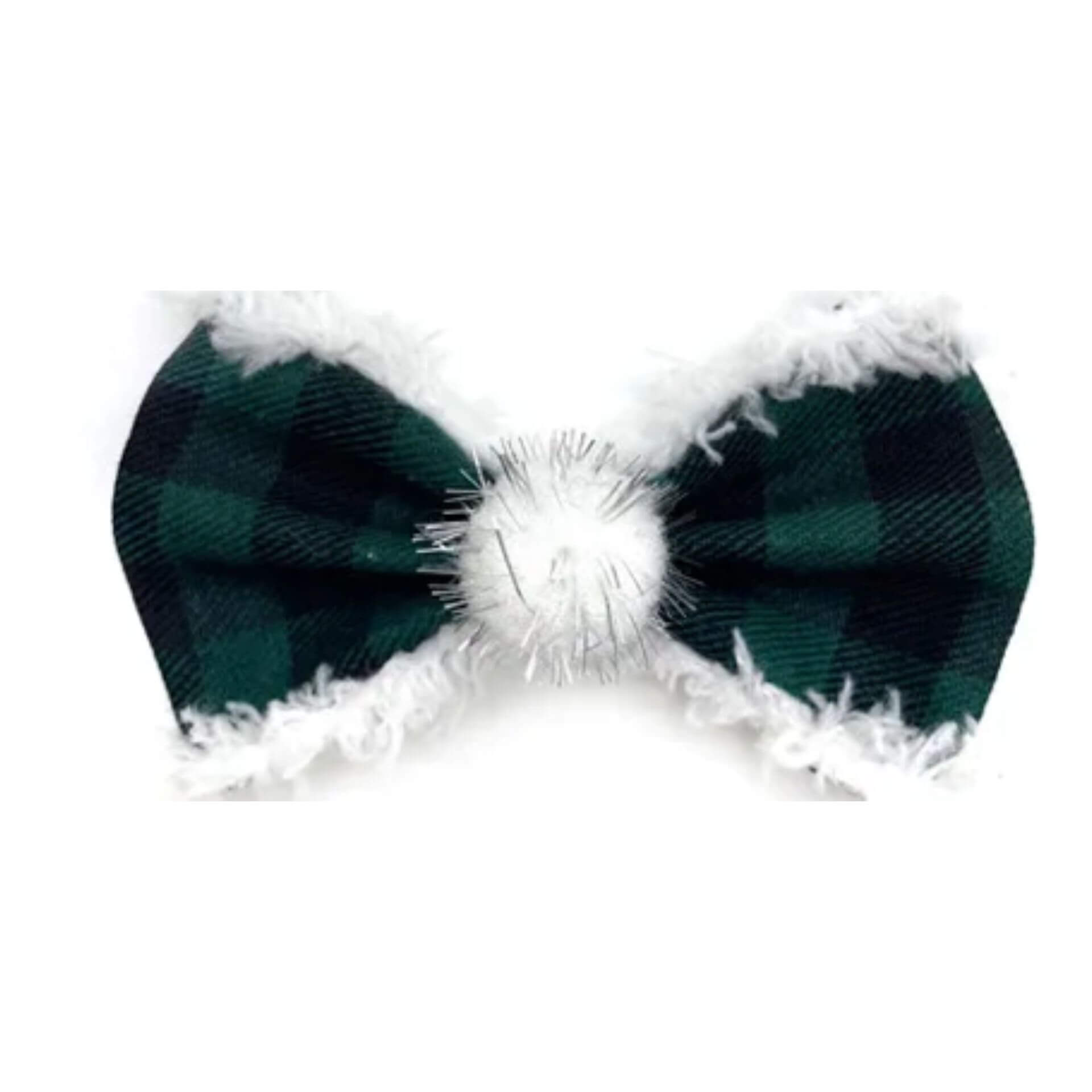 Buffalo check plaid over the collar dog bow, let's pawty