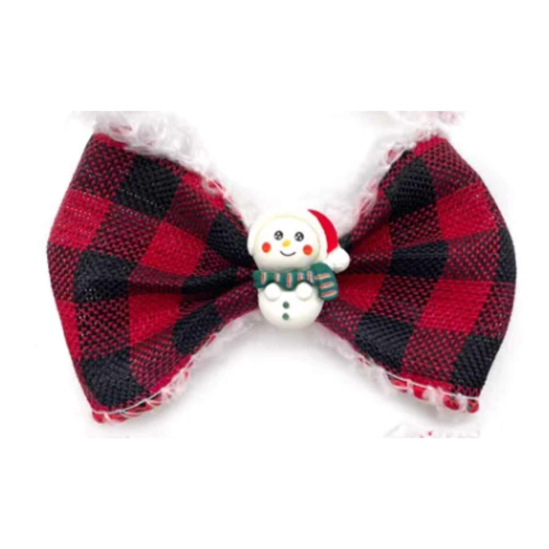 Buffalo red plaid over the collar dog bow, let's pawty 