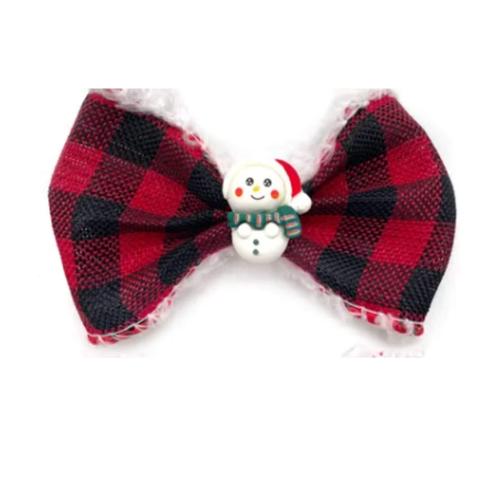 Buffalo red plaid over the collar dog bow, let's pawty 