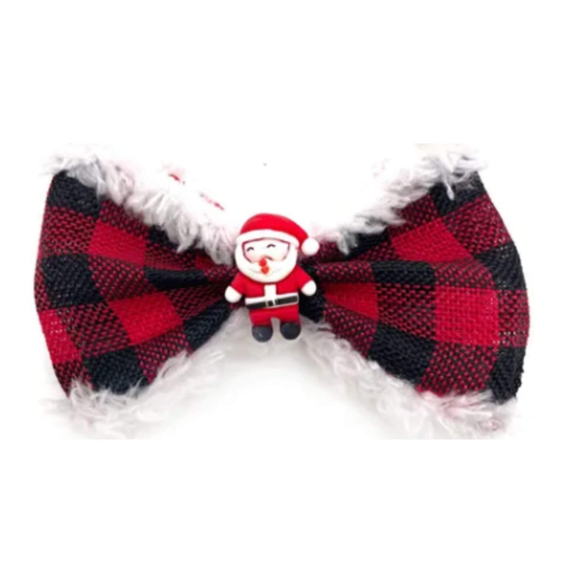 Buffalo red plaid over the collar dog bow, let's pawty 