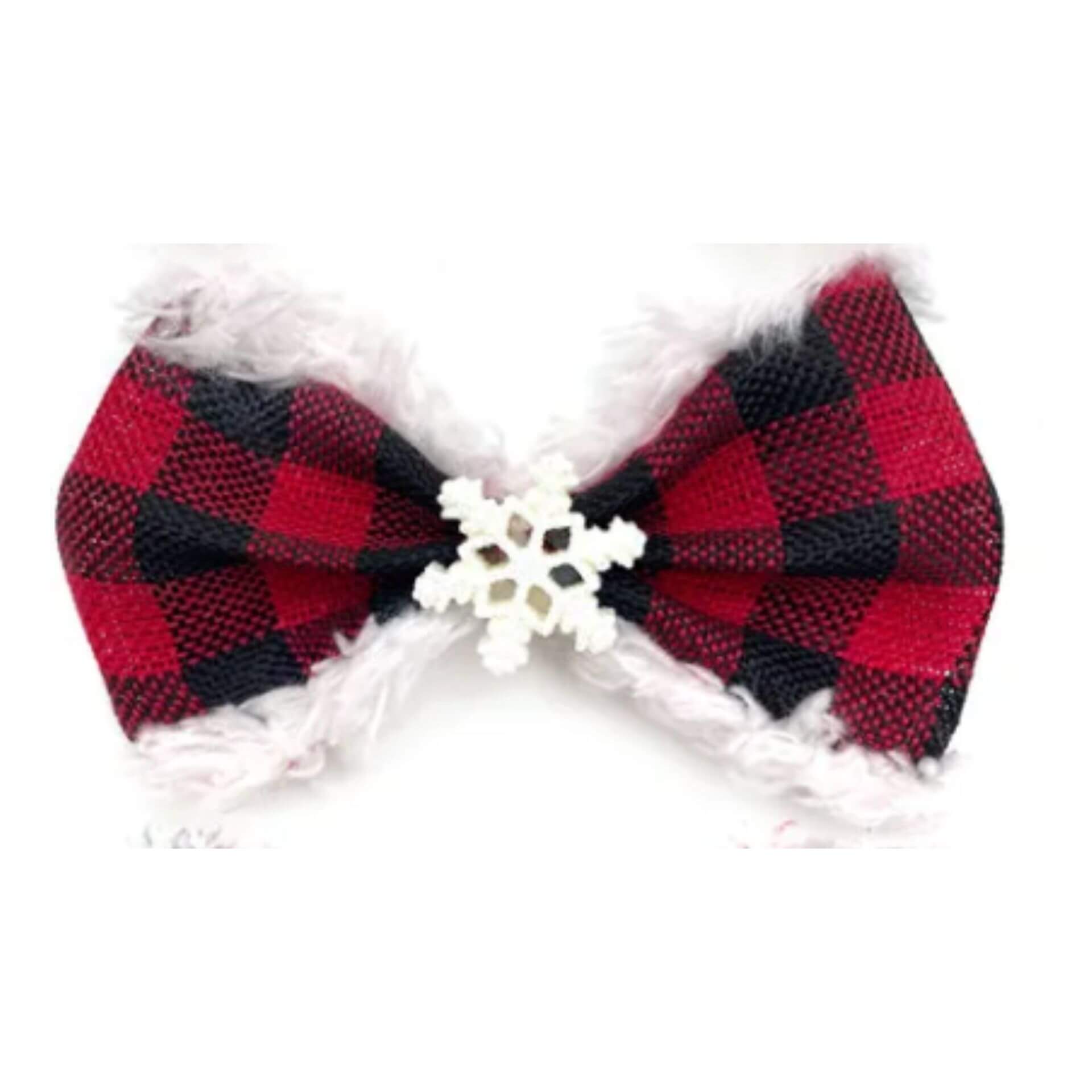 Buffalo red plaid over the collar dog bow, let's pawty 