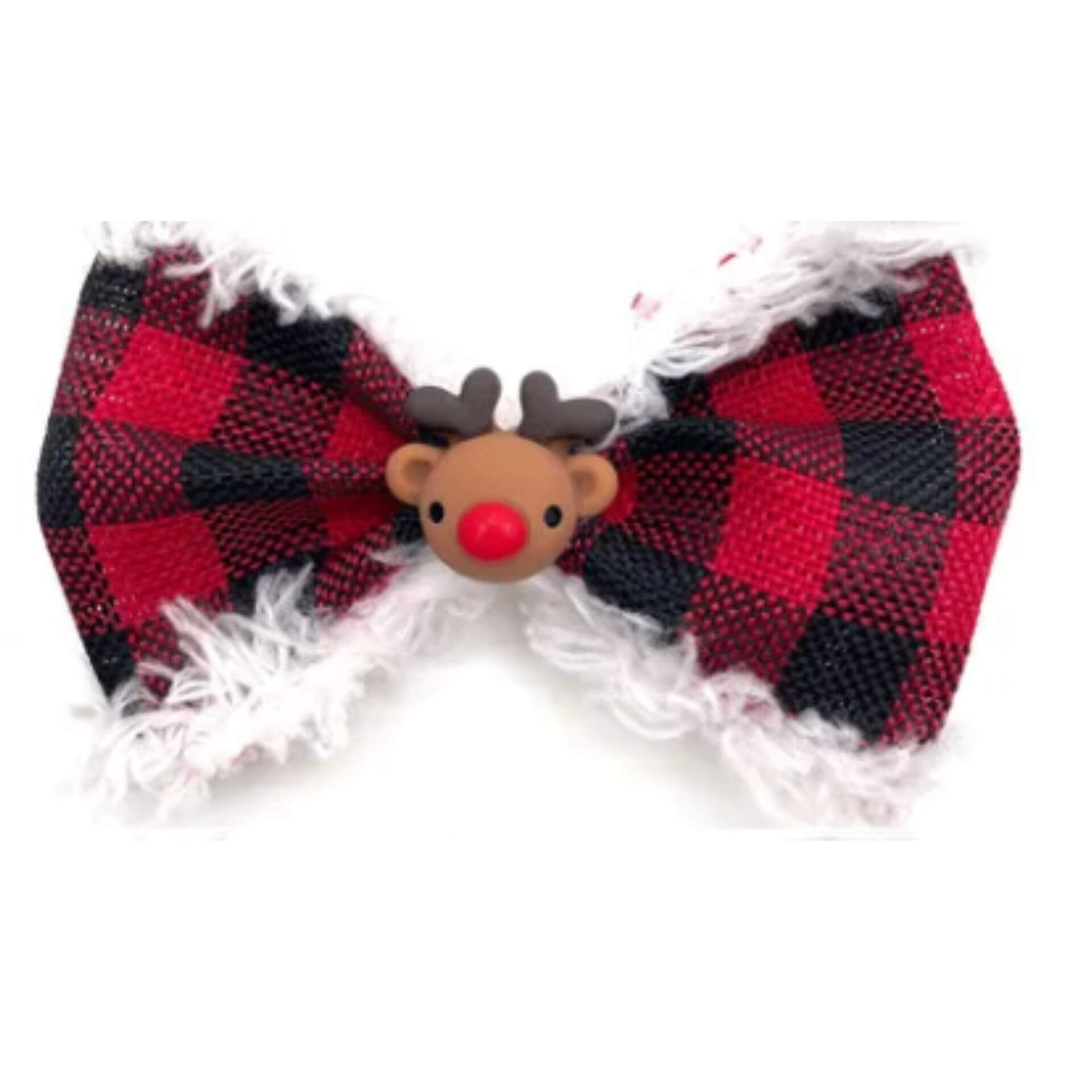 Buffalo red plaid over the collar dog bow, let's pawty 