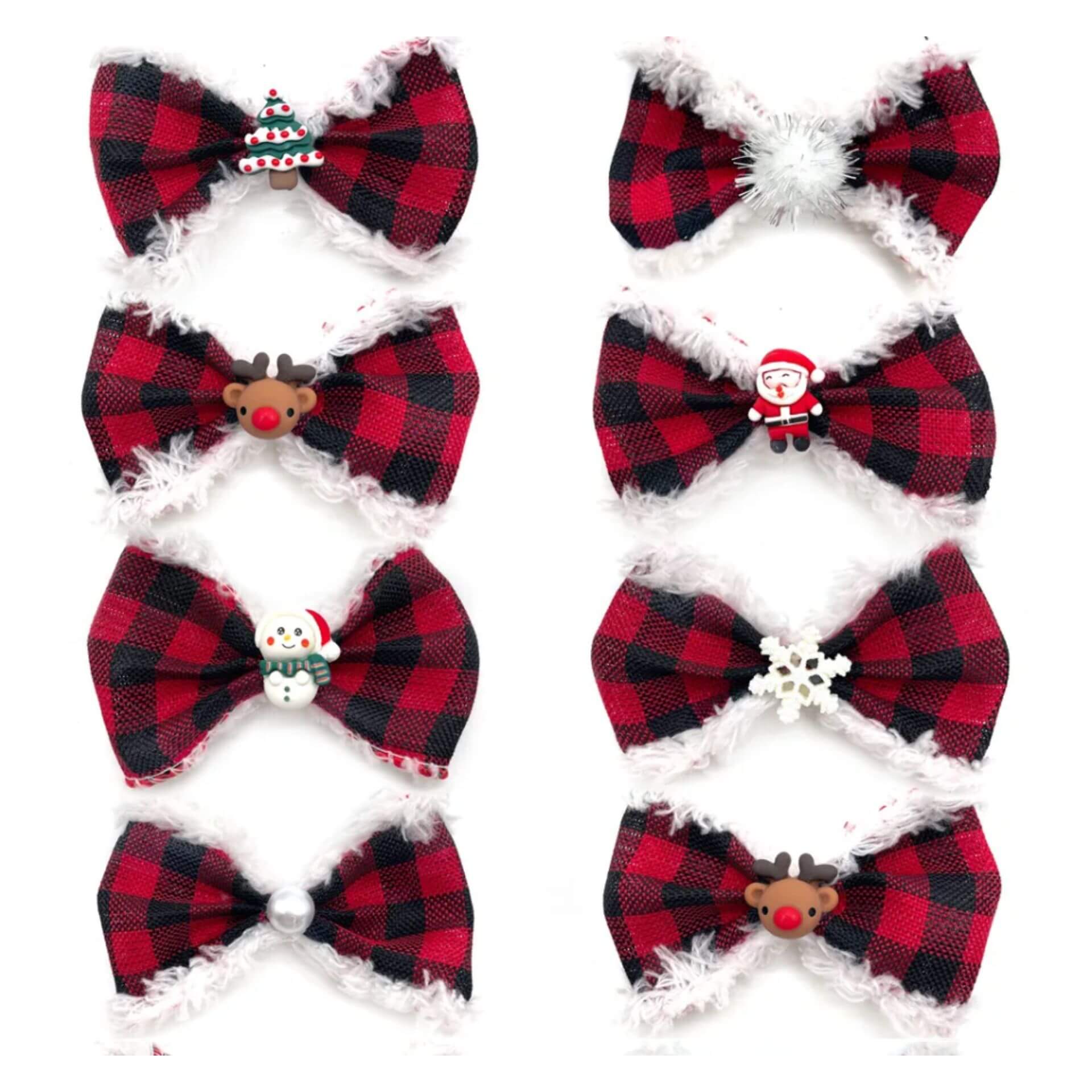 Buffalo red plaid over the collar dog bow, let's pawty 