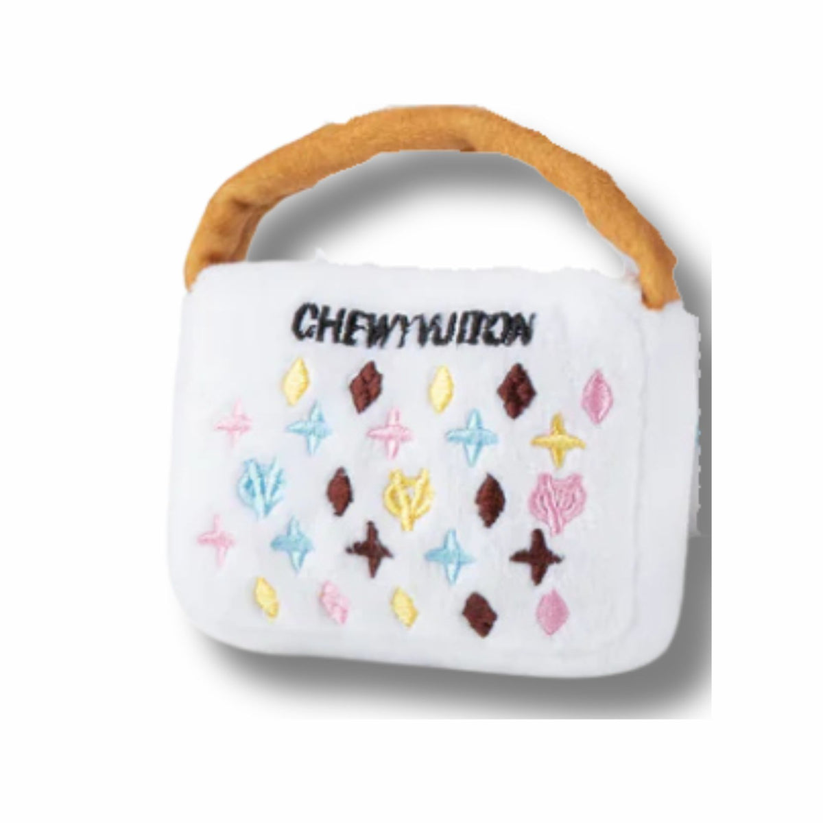 chewy vuiton dog toy handbag in white Let's Pawty Sydne