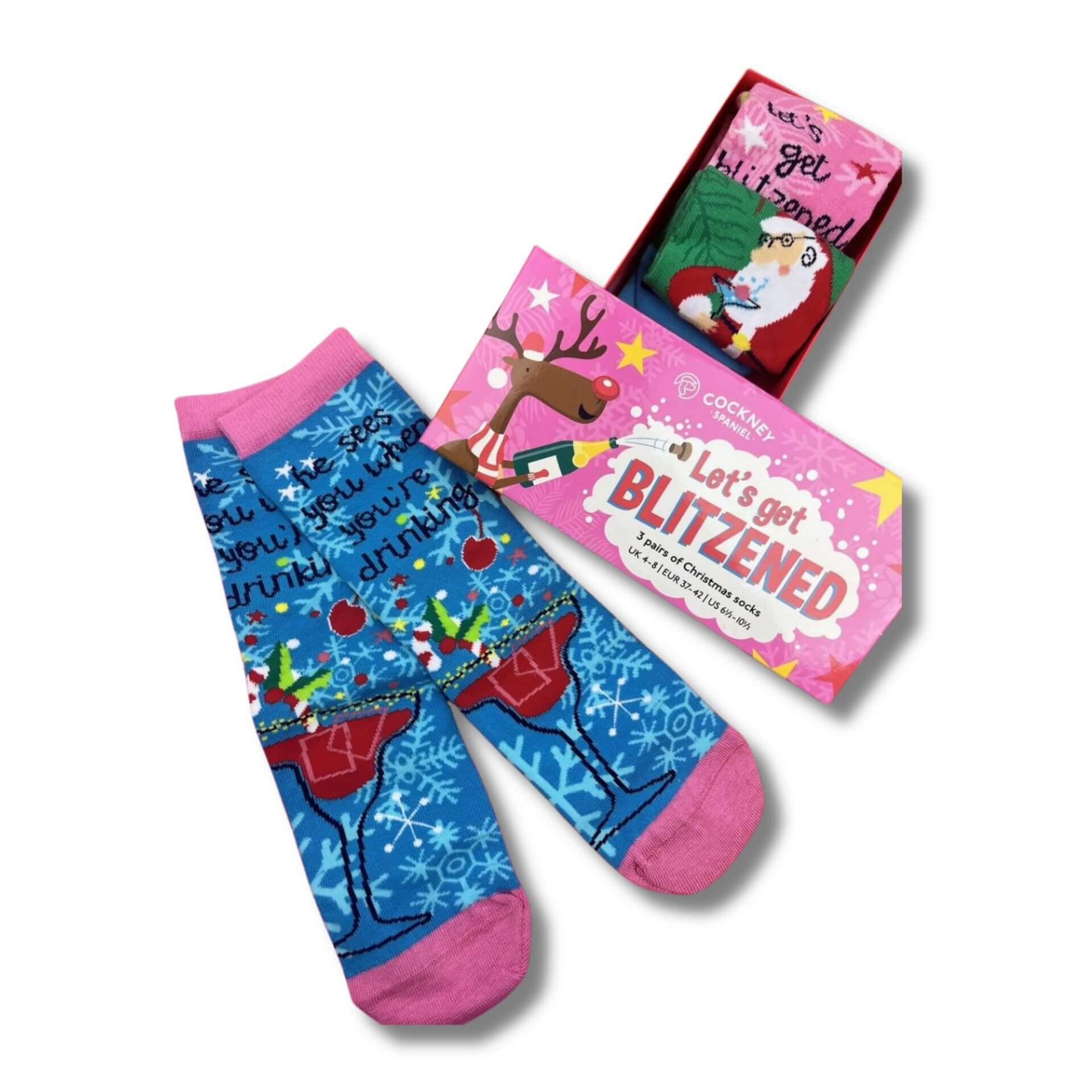 Let’s Get Blitzened - 3 Pairs of Festive Socks | Cockney Spaniel