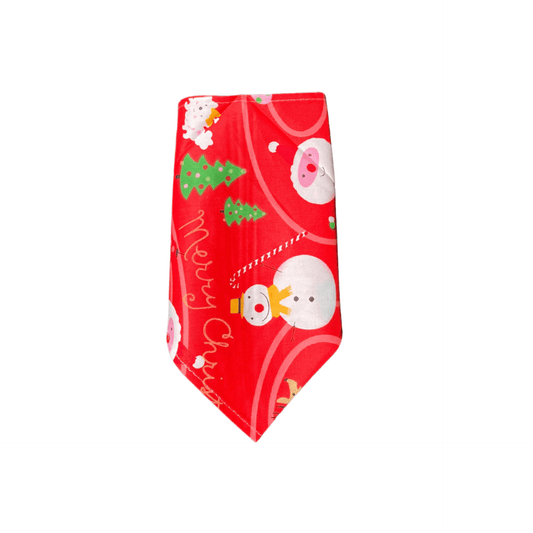 Christmas themed triangle shaped dog bandana, let's pawty