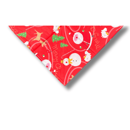 Christmas themed triangle shaped dog bandana, let's pawty 