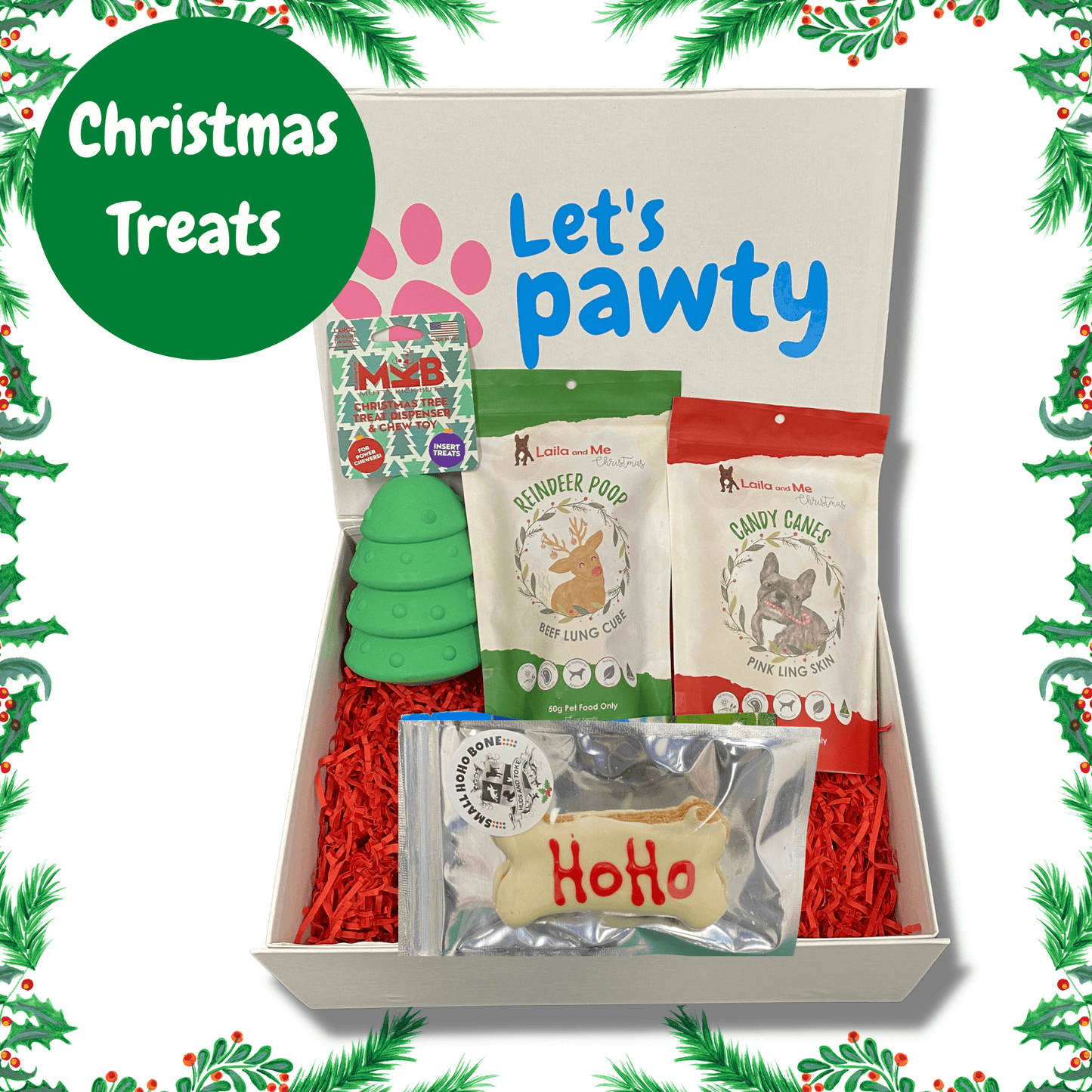 Christmas Tree & Treats Personalised Box ~ Dog Gift