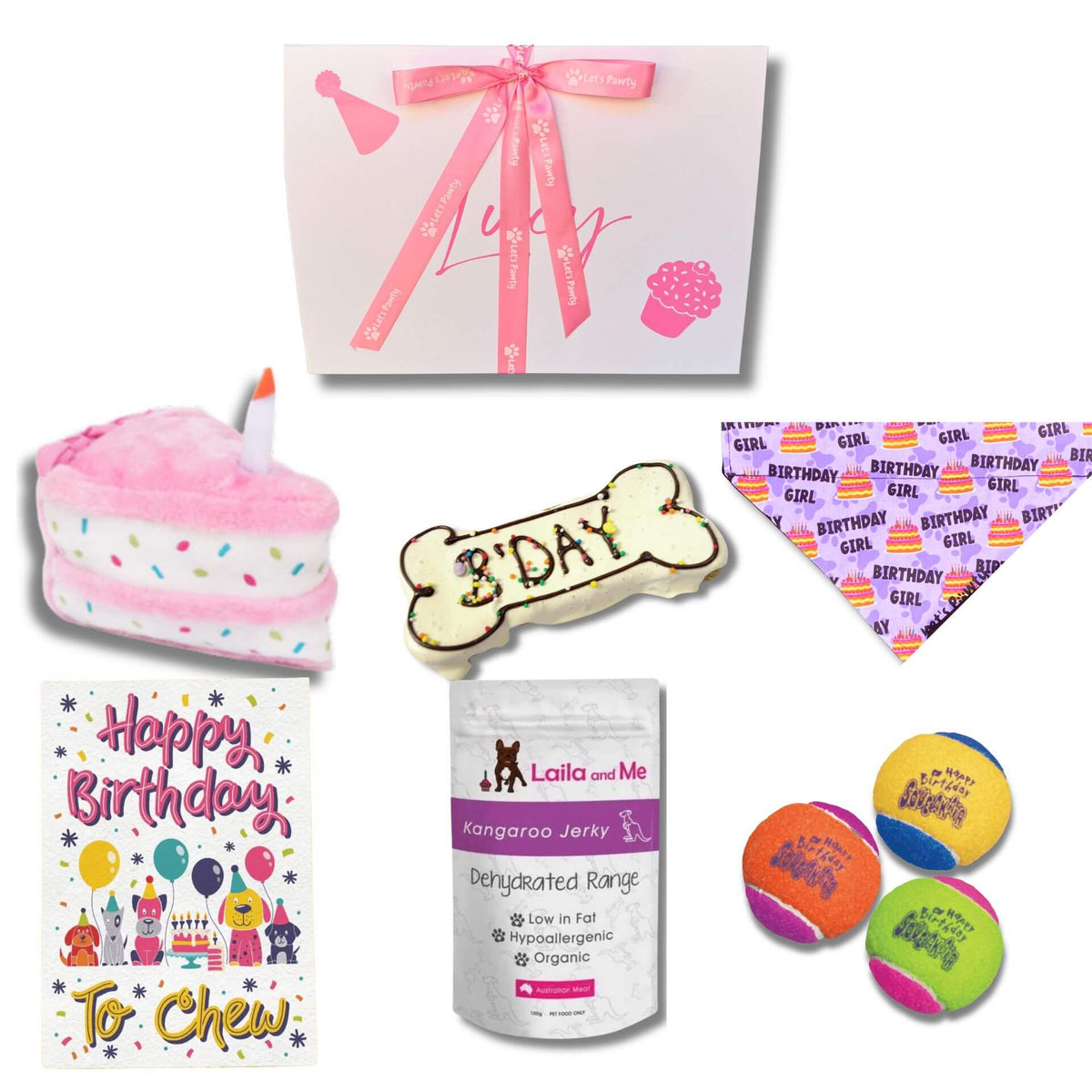 Dog birthday gift box let's pawty