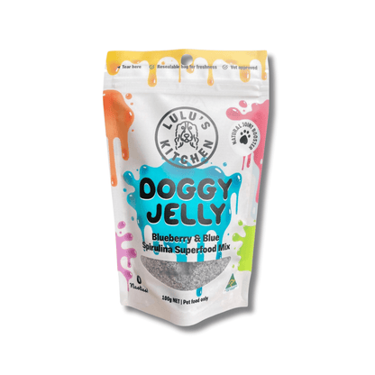 Doggy jelly with bone mould blueberry and blue spirulina