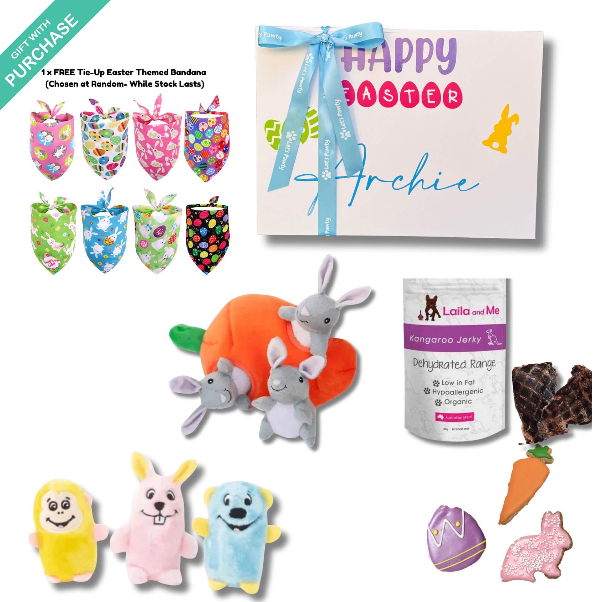 Easter dog gift box personalised with dog's name