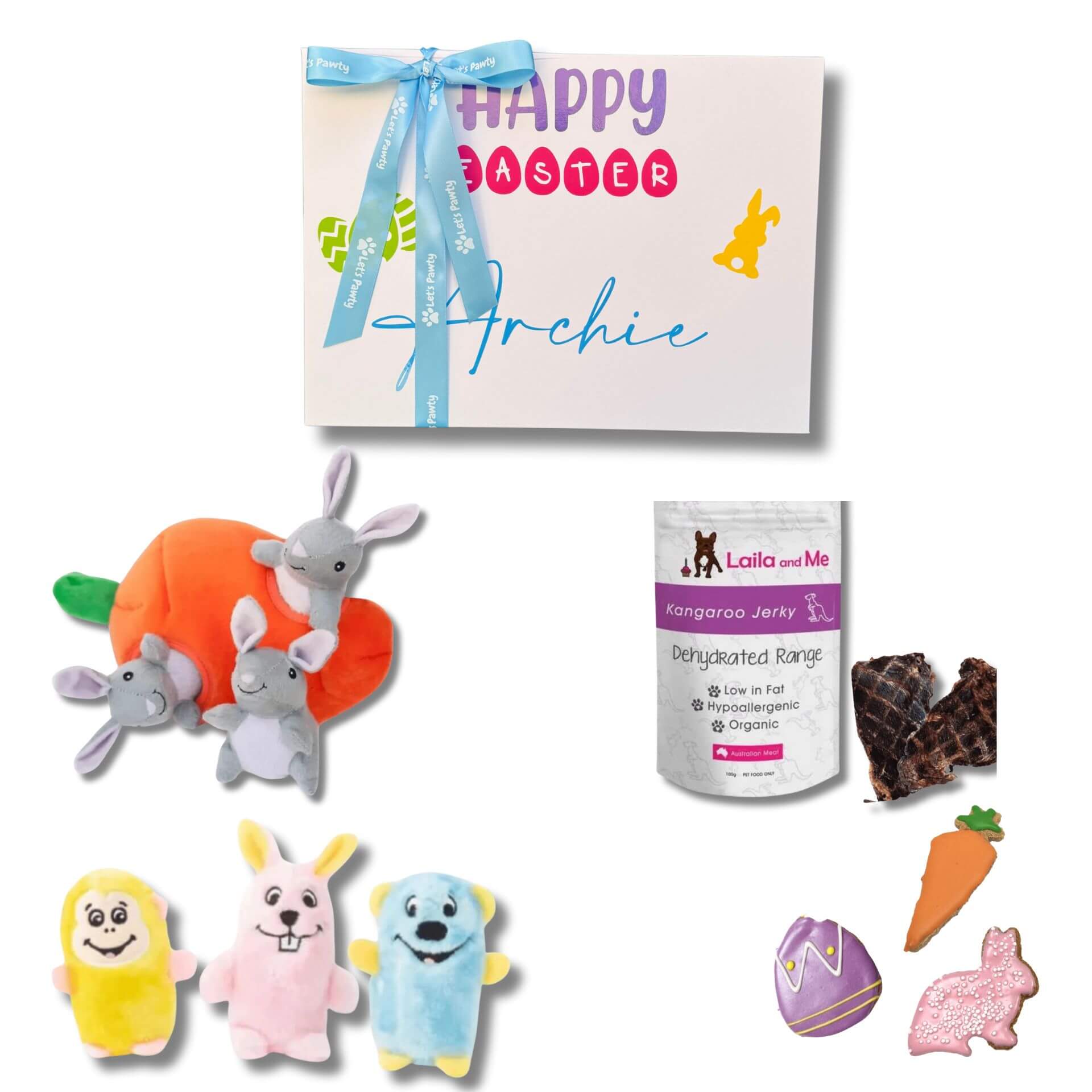 Easter dog gift box personalised with dog's name