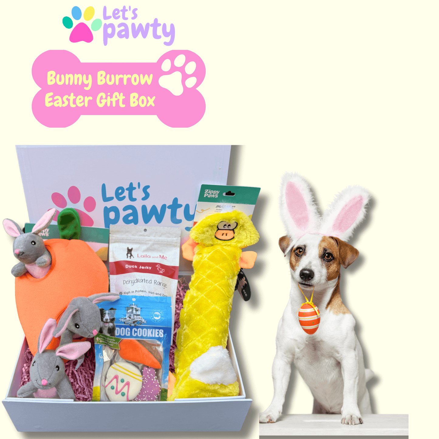 Bunny Burrow ~ Personalised Easter Dog Present Gift Box