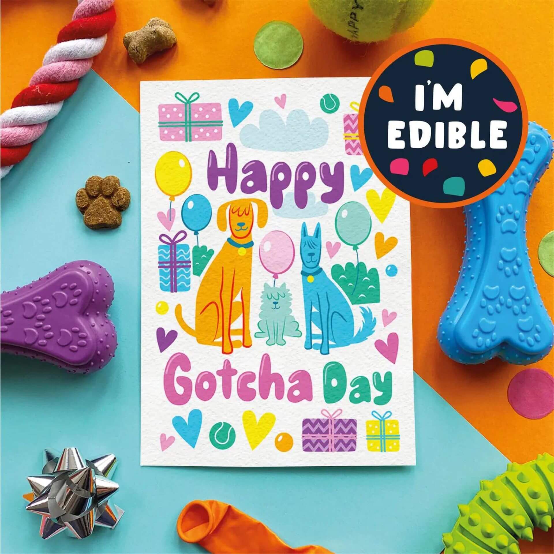 Happy Gotcha Day Edible Card For Dogs ~ Chicken Flavoured