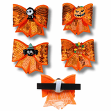 Spooky Sequinned Halloween Dog Bow Tie Orange