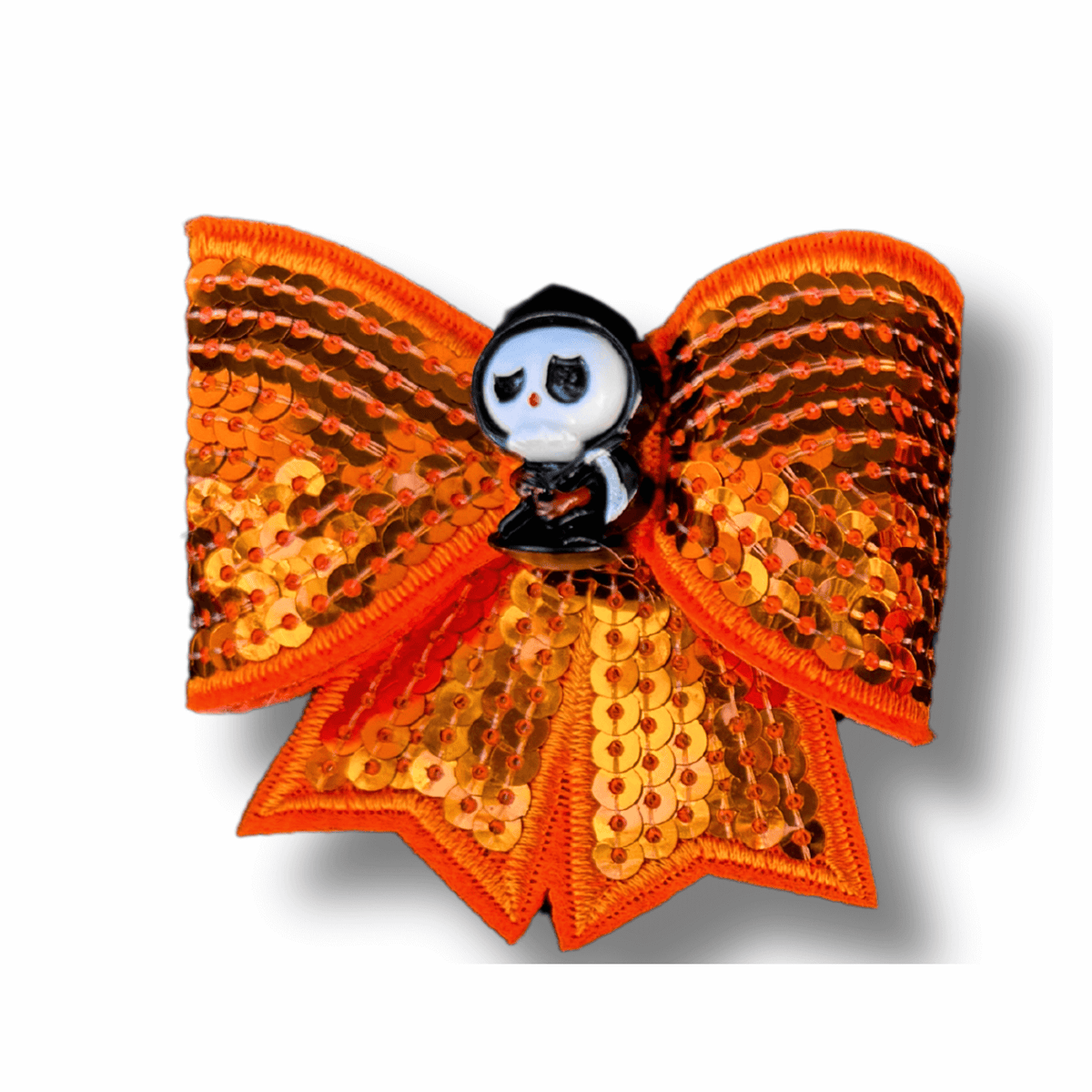 Spooky Sequinned Halloween Dog Bow Tie Orange