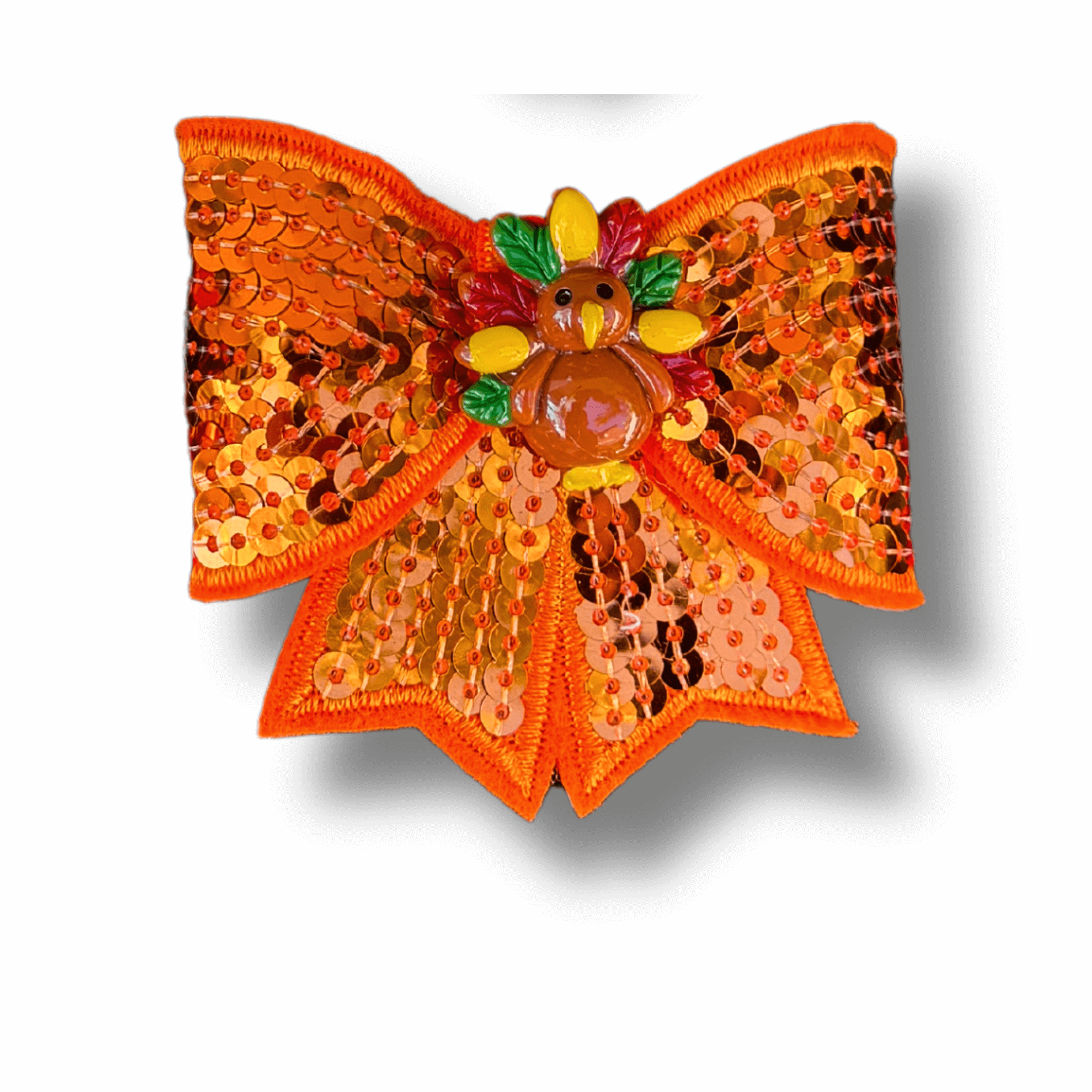 Spooky Sequinned Halloween Dog Bow Tie Orange