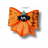 Spooky Sequinned Halloween Dog Bow Tie Orange