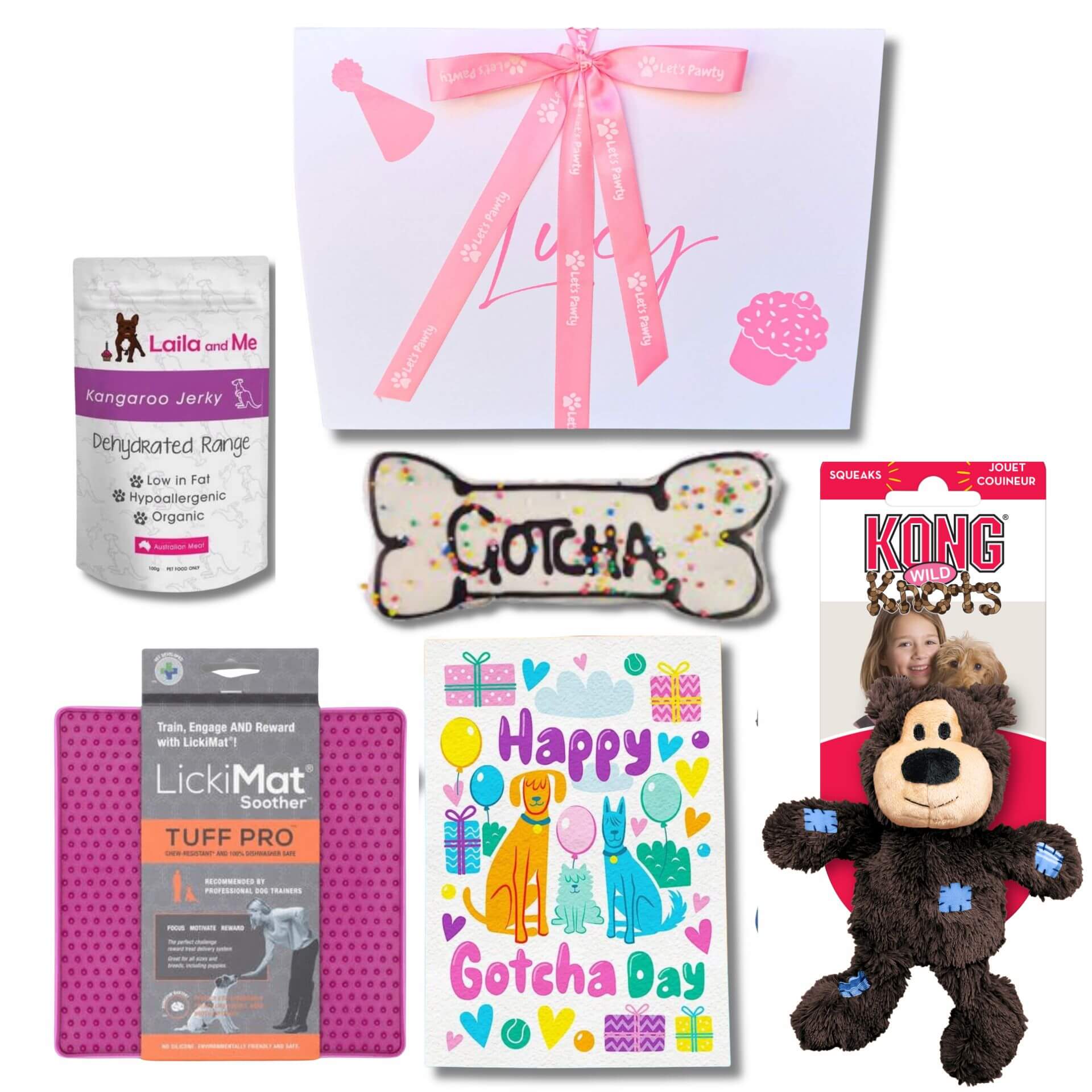 Happy Gotcha Day personalised dog gift box let's pawt