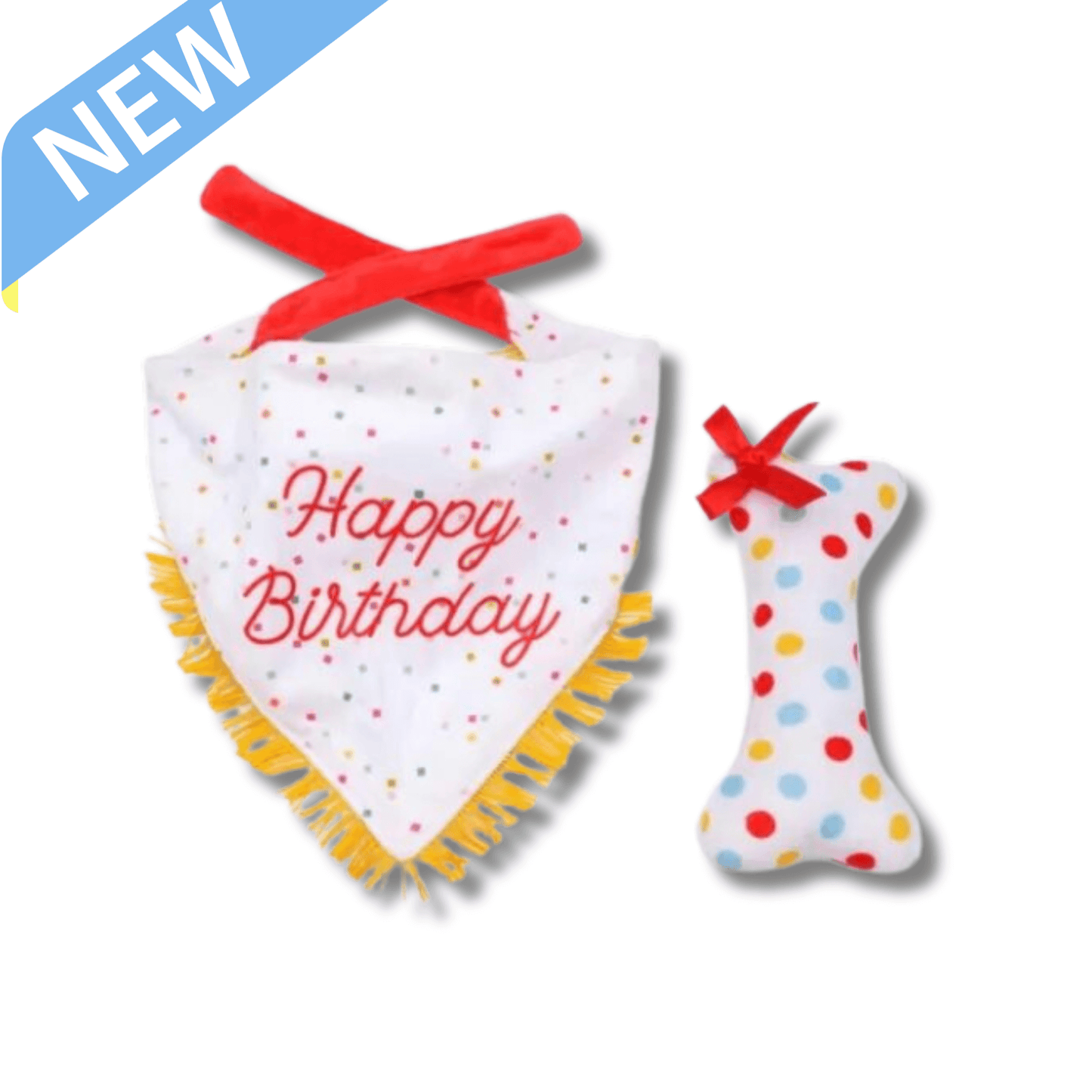 birthday dog bandana, dog bone toy set