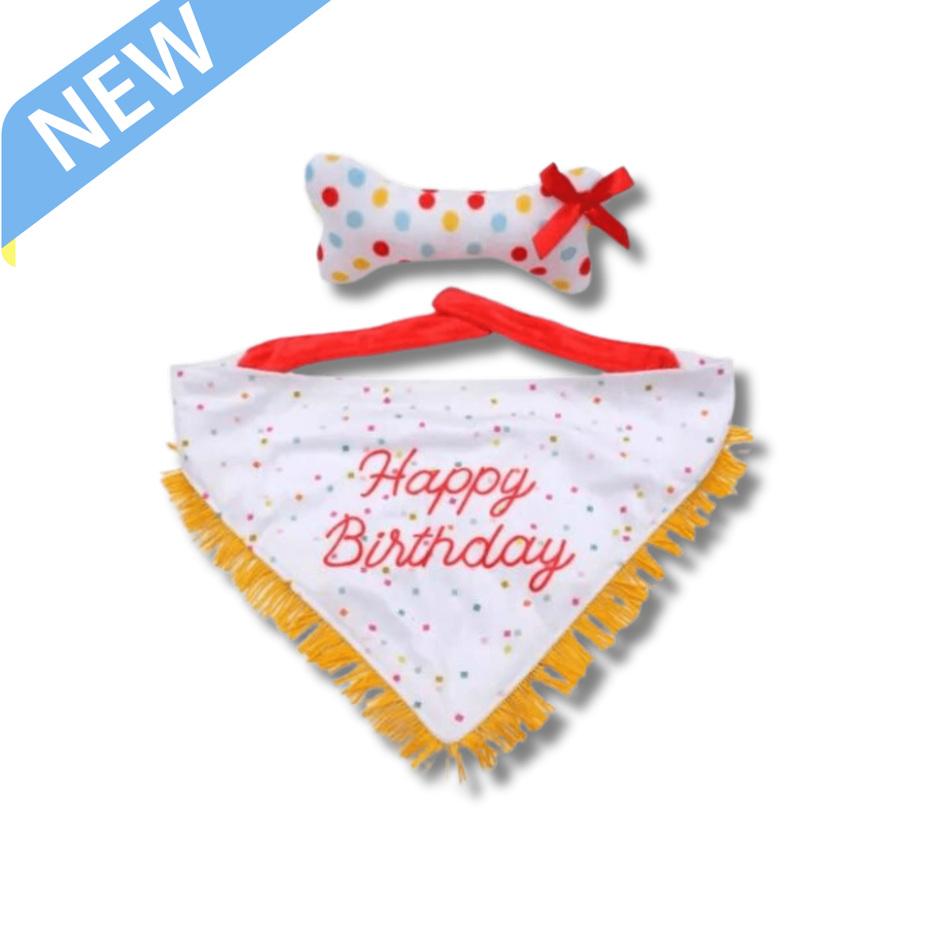 birthday dog bandana, dog bone toy set