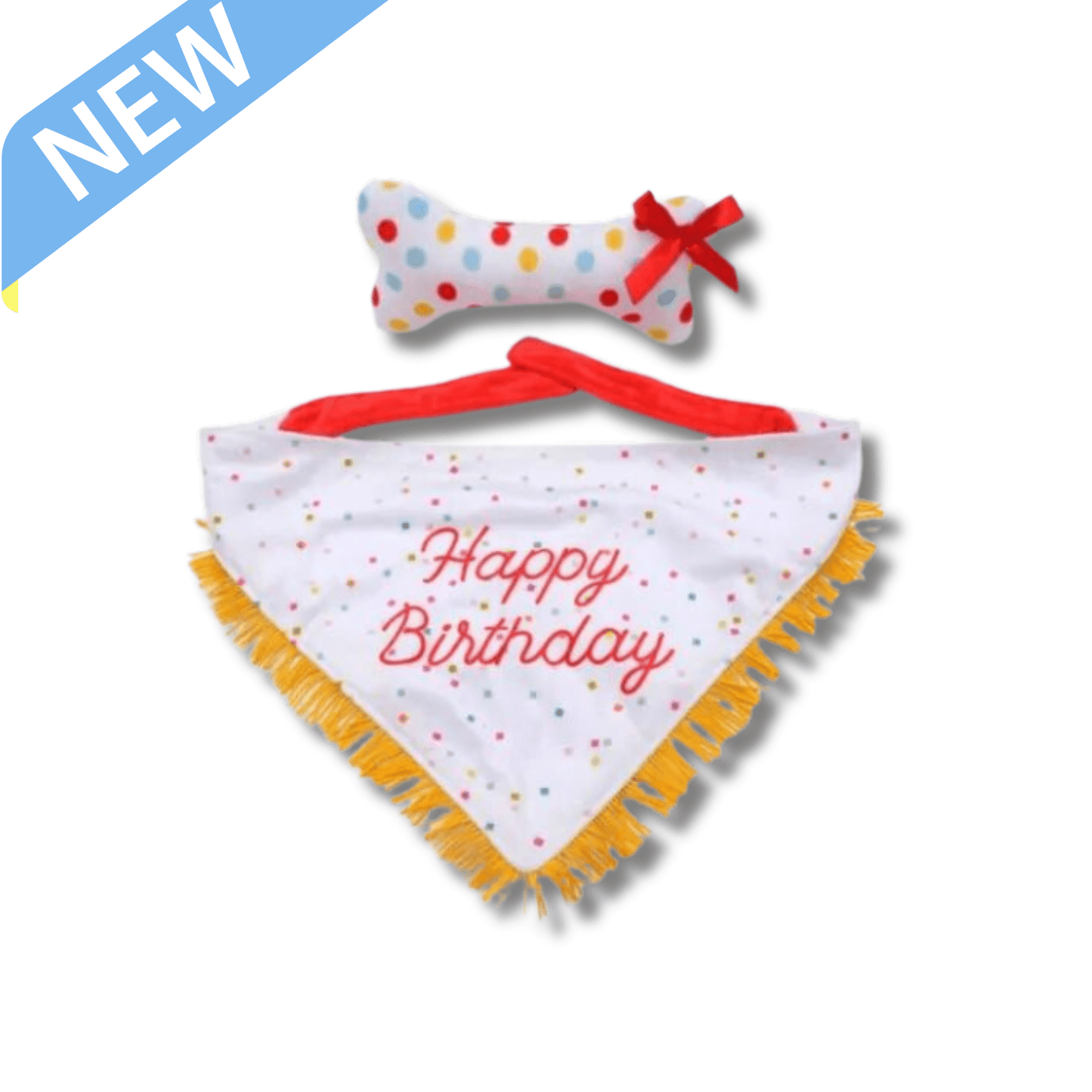 birthday dog bandana, dog bone toy set