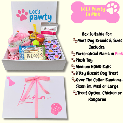 let's pawty in pink dog birthday gift box
