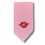 Hot Lips Tie Up Dog Bandana Dusty Pink and White Gingham