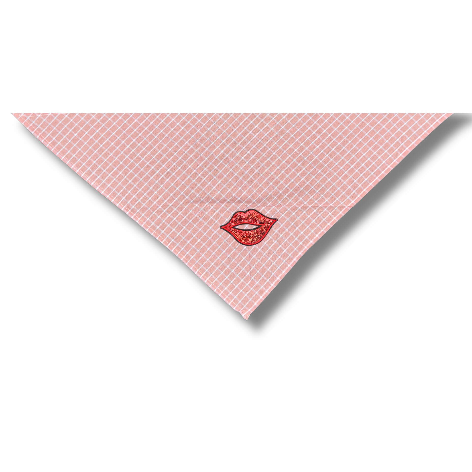 dusty pink and white gingham bandana let's pawty 