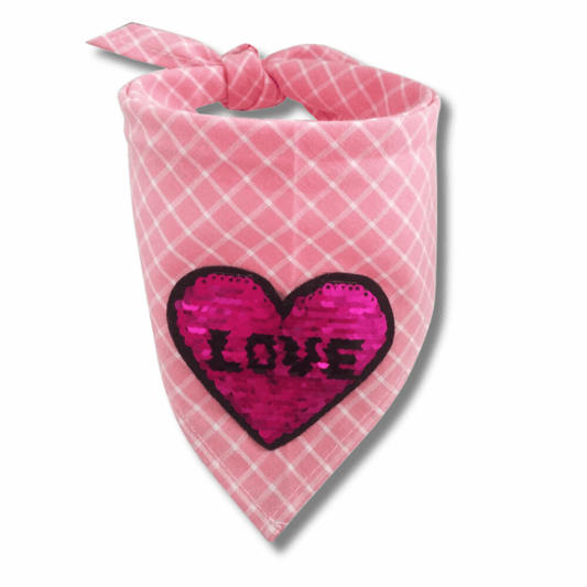 Personalised dog bandana, valentine themed let's pawty
