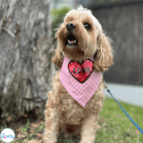 Personalised dog bandana, valentine themed let's pawty