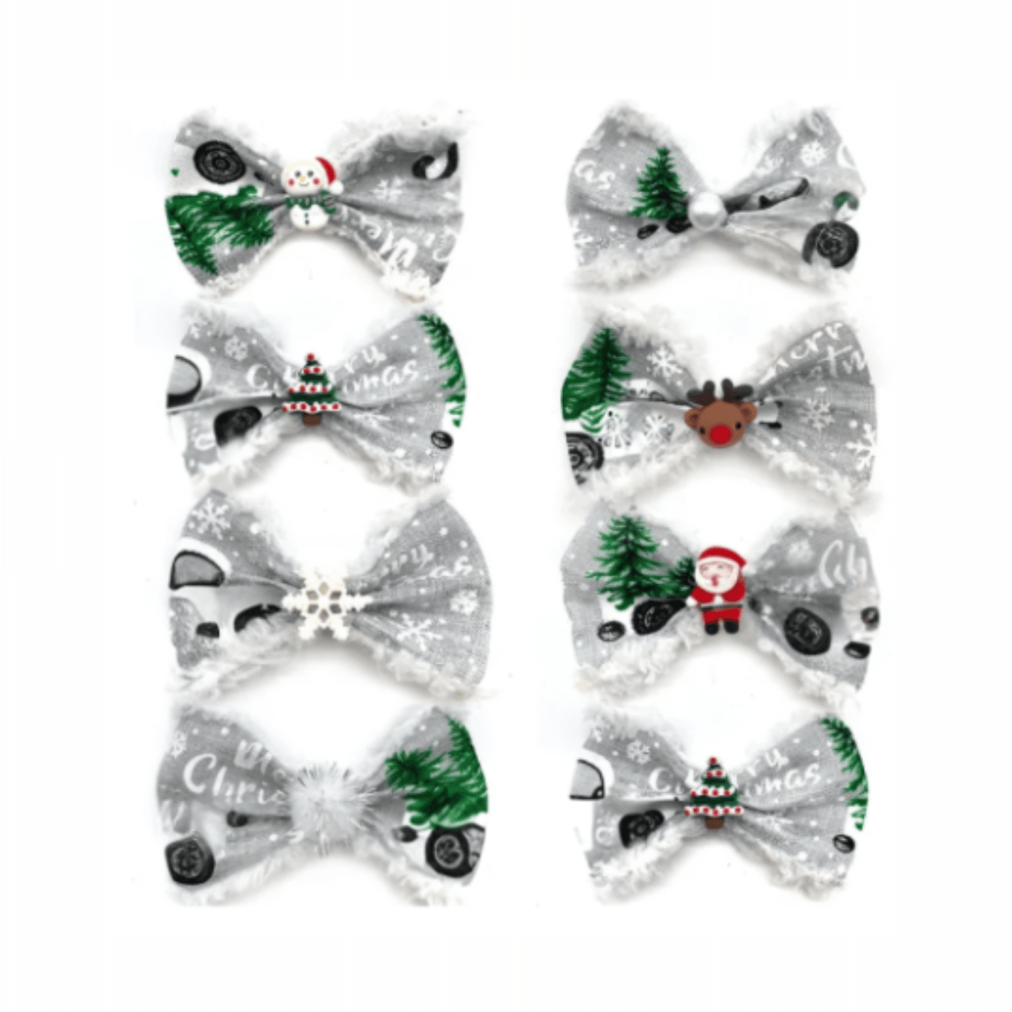 Dog bow accessory christmas themed material let's pawty