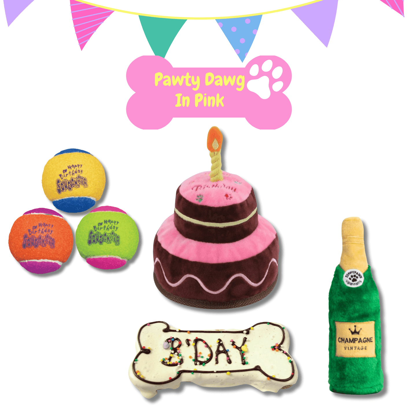 Personalised dog party gift box ,let's pawty 
