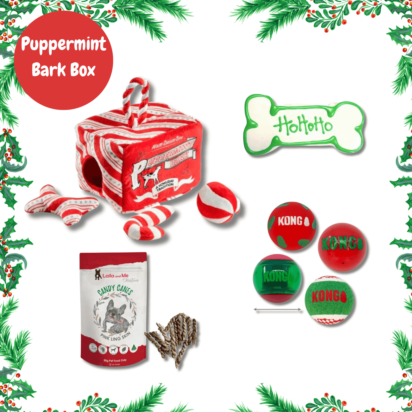 puppermint bark activity house personalised dog gift box, let's pawty