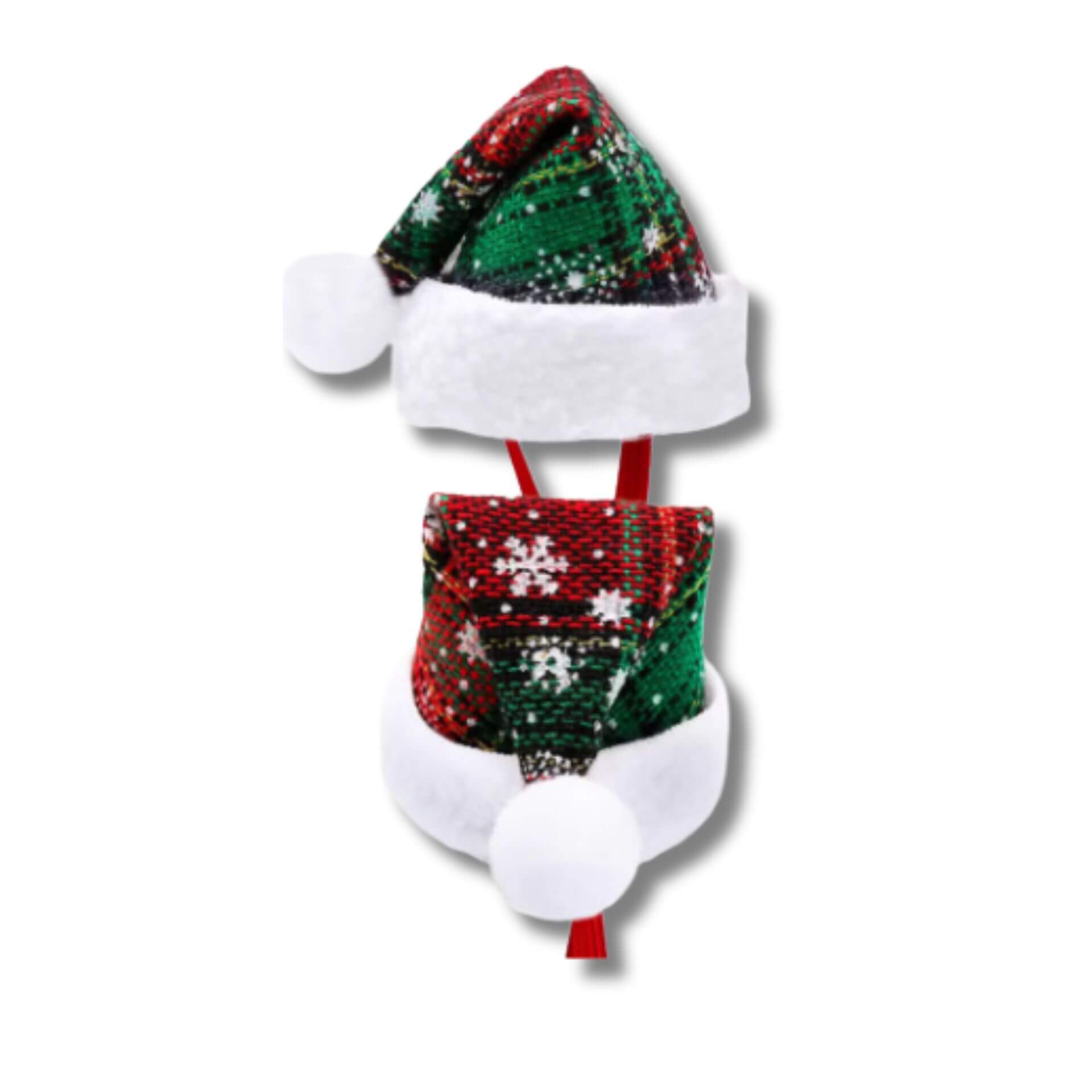 Christmas Santa dog hat red/green plaid 