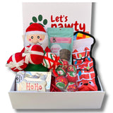 Sant burrow christmas gift box, personalised with dog's name, let's pawty 