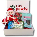 Chrismtas personalised dog gift box, let's pawty, dog treats, dog toys, dog cookie bone