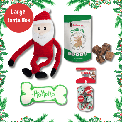 Santa personalised dog gift box, let's pawty 
