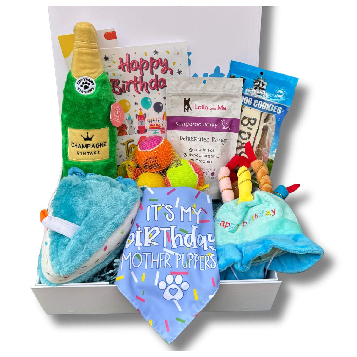 Personalised Ultimate Dog Birthday Box – In Blue