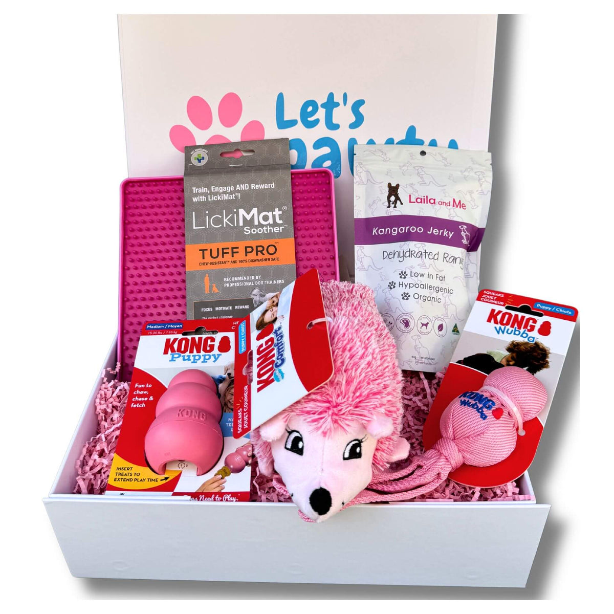 Welcome Home puppy dog gift box let's pawty 