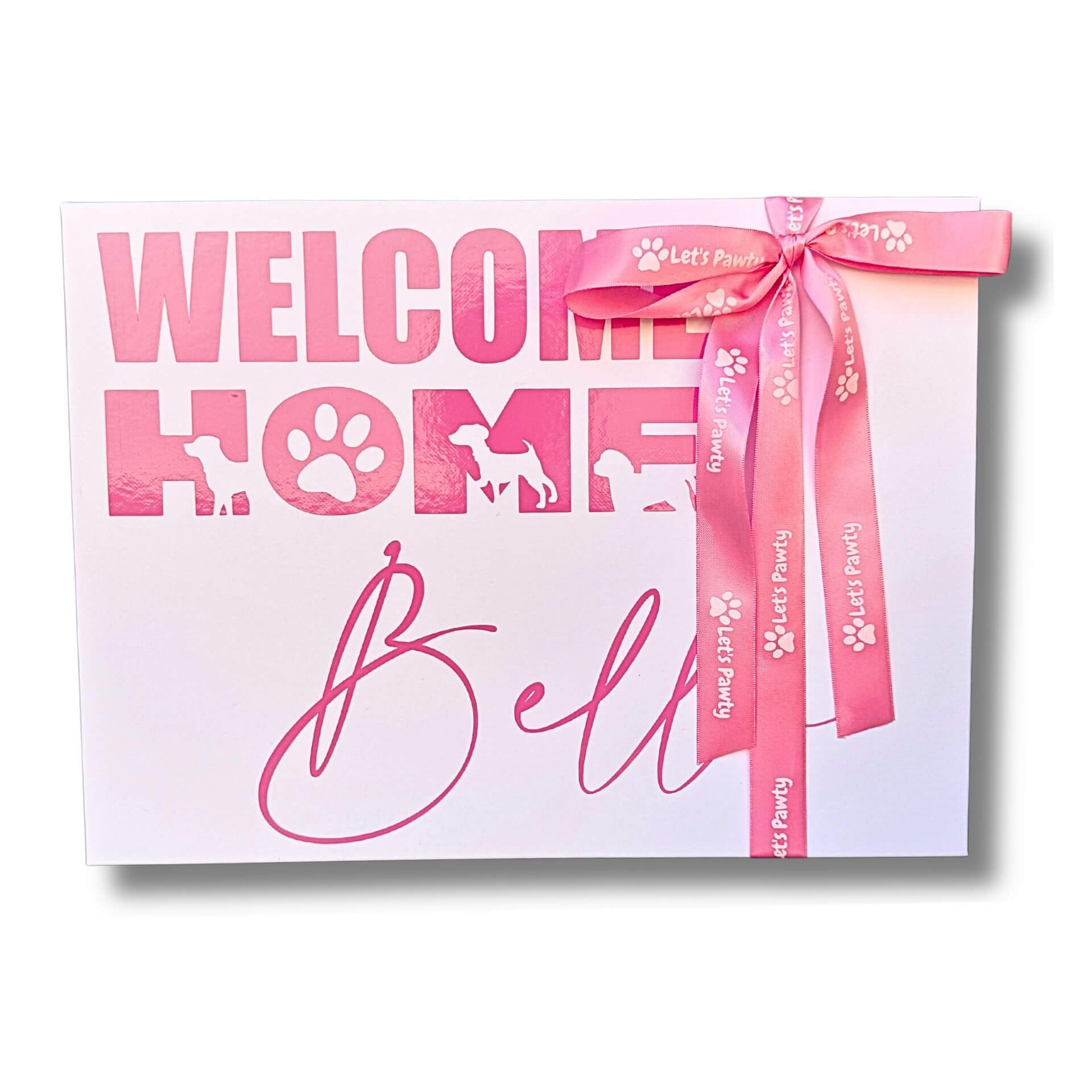 Welcome Home puppy dog gift box let's pawty 