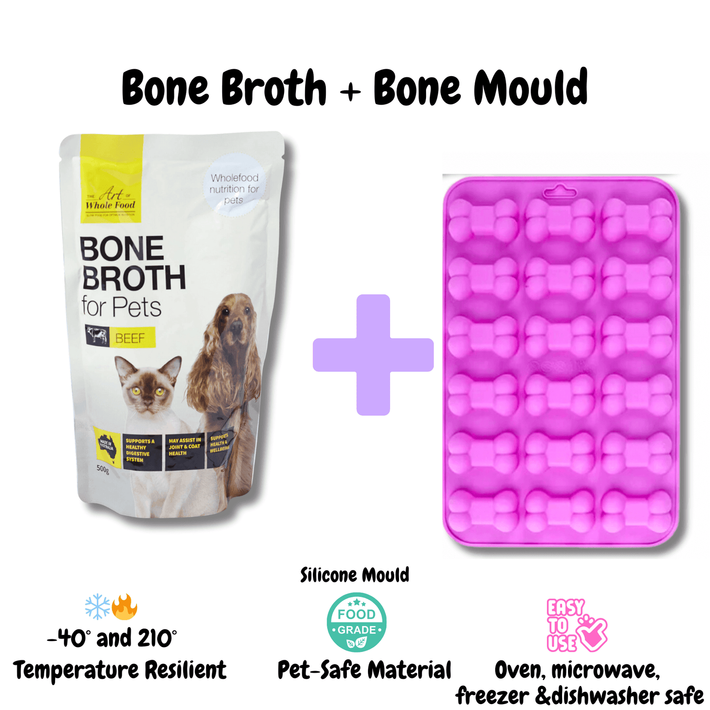 Silicone Bone Mould with chicken broth bundle