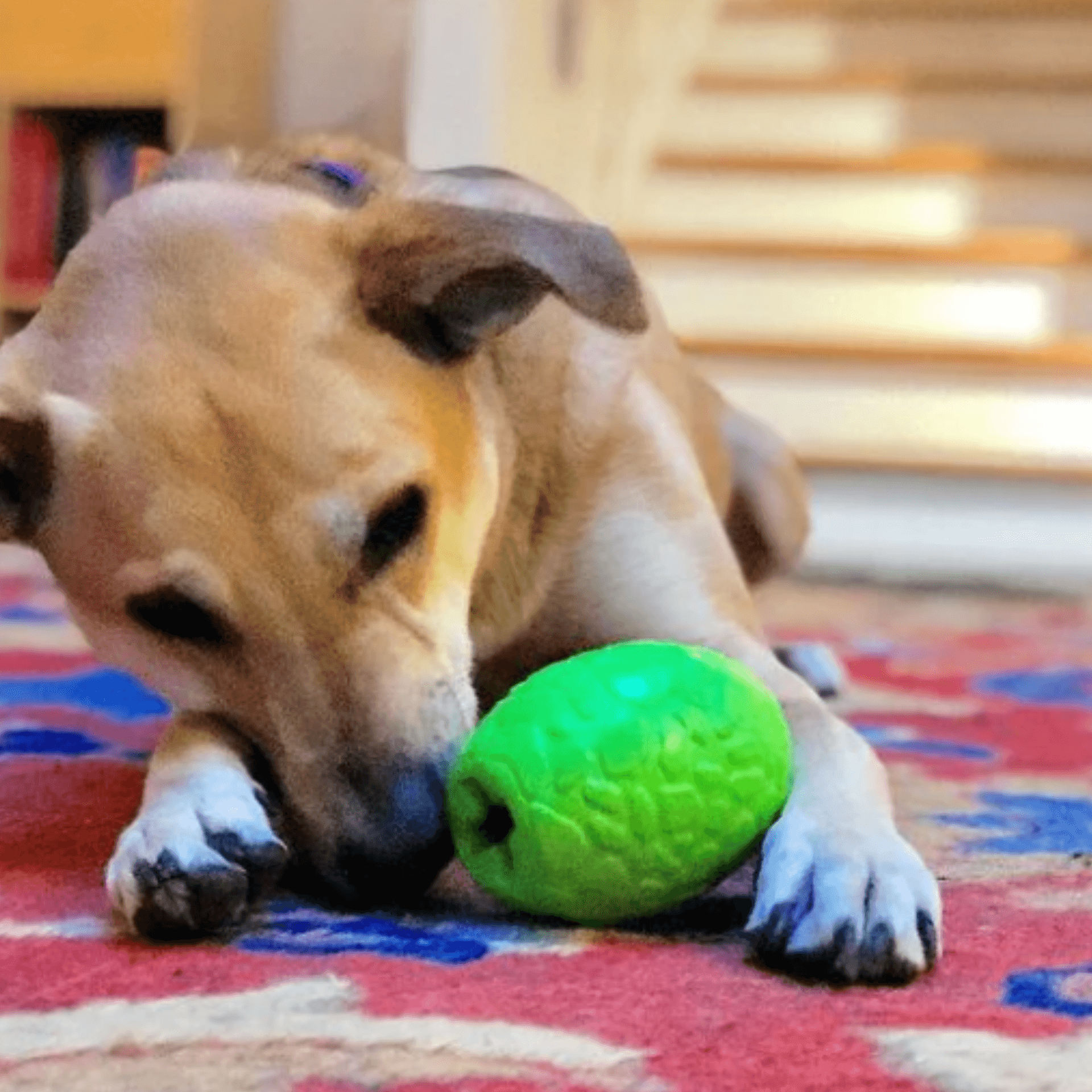 Durable Dino shaped treat dispenser and chew toy