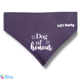 Dog of honour reversible dog bandana, let's pawty 